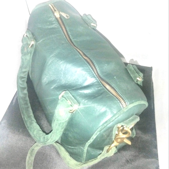 JJ Winters green leather satchel tote purse - Picture 4 of 8